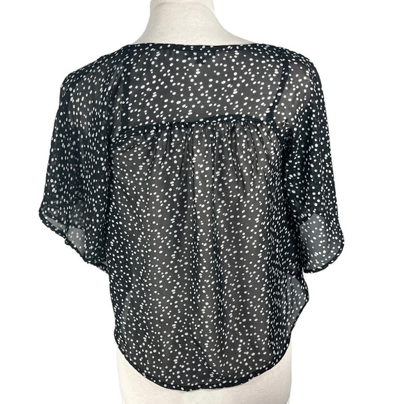 newberry sheer top butterfly circular sleeves black white polka dots size 12 - Picture 3 of 10